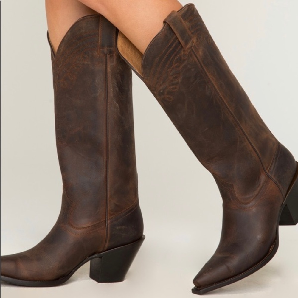 Shyanne Women's 15" Brown Cowgirl Boots - Snip Toe
